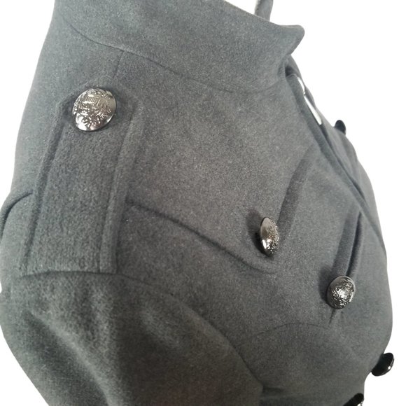 American Rag Long Charcoal Military Style Belted Flared Overcoat - Women… - Picture 7 of 11